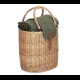 Oval wicker picnic cooler basket with tweed