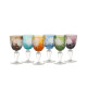 6 Verres à vin motif pivoines couleurs assorties