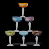 Set de 6 coupes de champagne motif pivoines couleurs assorties