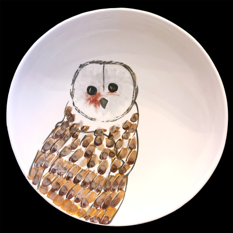 Hibou Grand plat rond creux D 38 cm