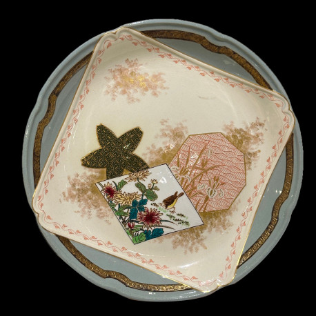 Assiette à dessert, service Kioto, Creil et Montereau, 1878 - 1884, japonisme