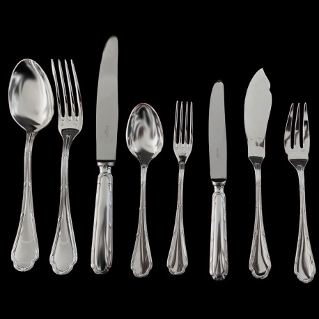 Ercuis Silver Plated Flatware Set, Trianon Pattern for 18 People