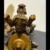 Paire de bougeoirs panthères en bronze signé Christophe Fratin