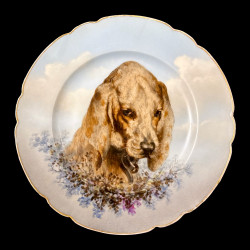 Limoges hand painted porcelain dog set, Escalier de Cristal, XIXe