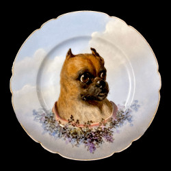 Limoges hand painted porcelain dog set, Escalier de Cristal, XIXe