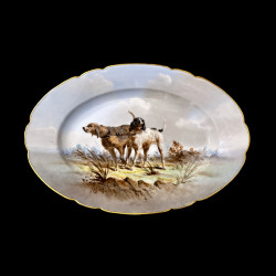Limoges hand painted porcelain dog set, Escalier de Cristal, XIXe