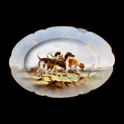 Limoges hand painted porcelain dog set, Escalier de Cristal, XIXe