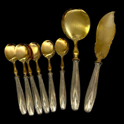 ART DECO Ice Cream Service in Silver-Plated and Gold-Plated Metal