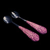 Pair of majolica salad servers red