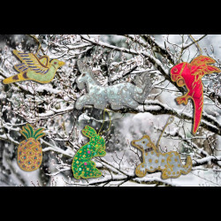 Oiseau de paradis vert brodé