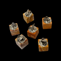6 Marine-themed card holders in sterling silver hardstone bases by Buccellati