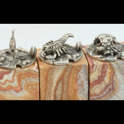 6 Porte-noms à thème marin en argent sterling avec base en pierre dure par Buccellati