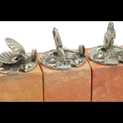 6 Porte-noms à thème marin en argent sterling avec base en pierre dure par Buccellati
