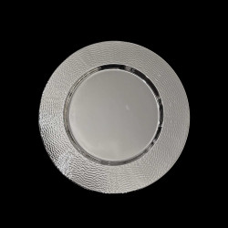 Assiette de présentation en métal argenté Martelé Lunaire