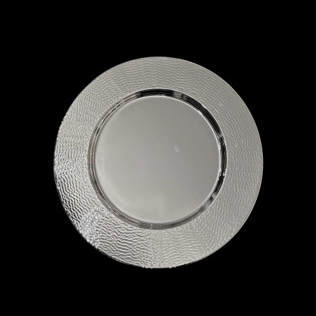 Assiette de présentation en métal argenté Martelé Lunaire
