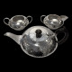 Art Deco hammered silverplate tea set, Sampson Mordan & Co Ltd, 19th