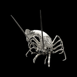 Langouste sculpture en fonte argentée Mauro Manetti  L 43 x 30 cm H 44 cm