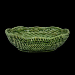 Green rattan basket