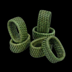 6 Ronds de serviette rotin vert
