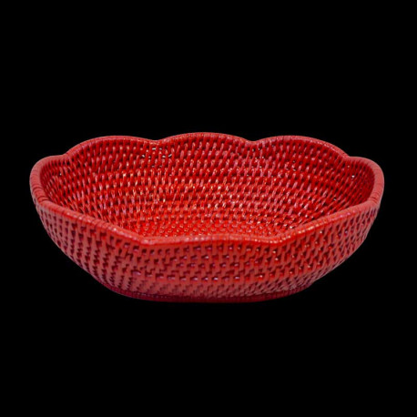Corbeille rotin rouge