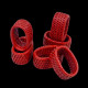 6 Red rattan napkin rings