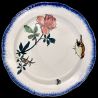Bracquemond assiette de table motif rose, papillon et moineau D 24 cm
