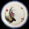 Bracquemond dinner plate with rooster, fly and flower design D 24 cm