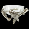 Silver fish-shaped bowl on a stand