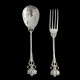 Paire cuillère fourchette Art Nouveau métal argenté martelé GB fin XIXe