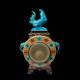 Earthenware mantel clock Japanese style Vieillard manufactory Bordeaux circa 1880