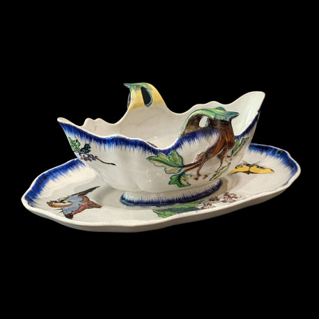 Bracquemond Moineau & Campanule blanc assiette D 24,5 cm