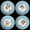 Suite de douze assiettes porcelaine marli turquoise décor à l'or Minton, 1890