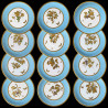 Suite de douze assiettes porcelaine marli turquoise décor à l'or Minton, 1890