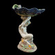 Large polychrome majolica tazza with a faun supporting a shell France 19th century