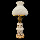 Lampe à pétrole hibou abat jour opaline blanche Fr yeux verre 40cm fin XIXe