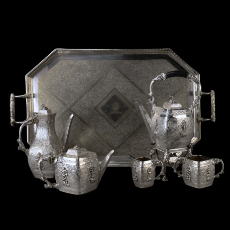 Fine Late 19th-Century Indian-Inspired Silver-Plated Tea & Coffee Service