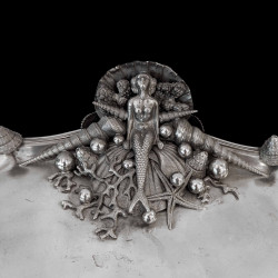 Pewter presentation platter with a mermaid by Piero Figura