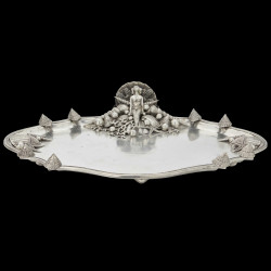 Pewter presentation platter with a mermaid by Piero Figura