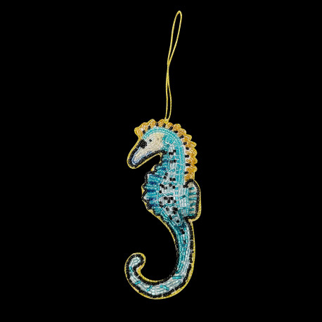 Beaded blue seahorse