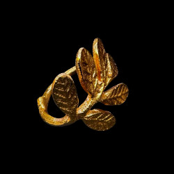 Rond de serviette doré Feuille