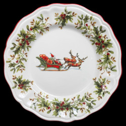 Assiette de table faïence Traineau du Père Noël Red Nose