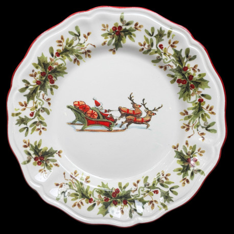 Assiette de table faïence Traineau du Père Noël Red Nose