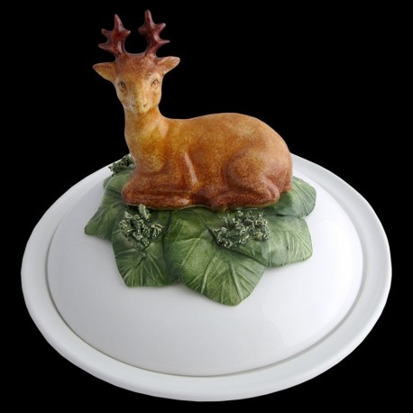 Cerfs- Assiette creuse avec cloche D 23 cm