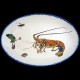 Plat ovale 42x29 cm Langouste, fleur d'aubergine, coquillage, criquet