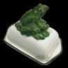 Majolica frog butter dish