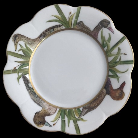 Limoges porcelain dessert plate Nymphea ducks