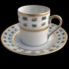 Coffee cup and saucer Royal Limoges La Bocca green Collection