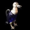 Aiguière canard bleu verre et métal argenté