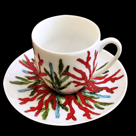 Tasse à café porcelaine Corail