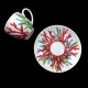 Porcelain coffee cup and saucer Red Coral